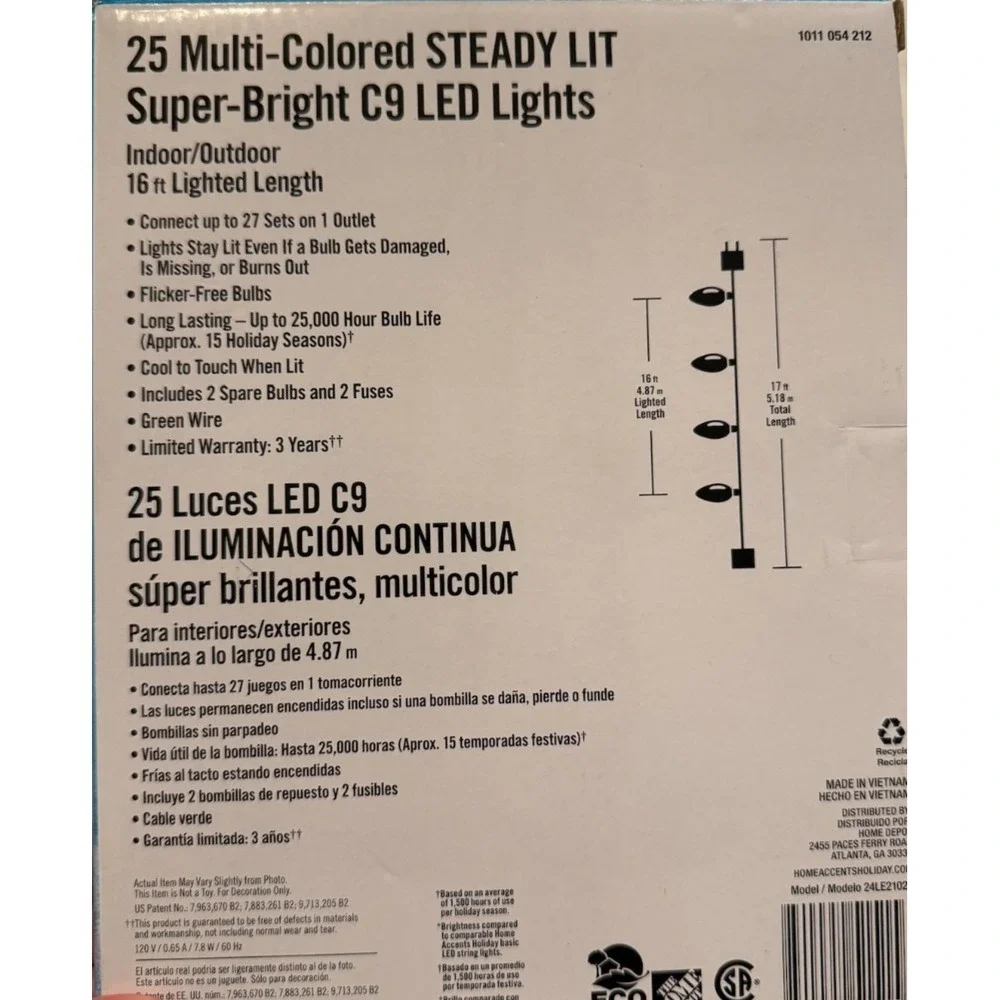 Home Accents  25 PASTEL STEADY LIT  C9 LED Christmas Lights RARE! BEACH, EASTER!
